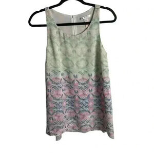 CAbi Size Small Heart of CAbi Sleeveless Ombre Mosaic Blouse Tank Top Sheer 250